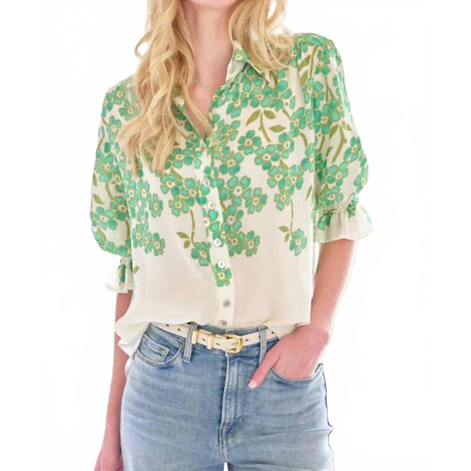 New Finley Sirena Button Front Shirt In Clover Print
